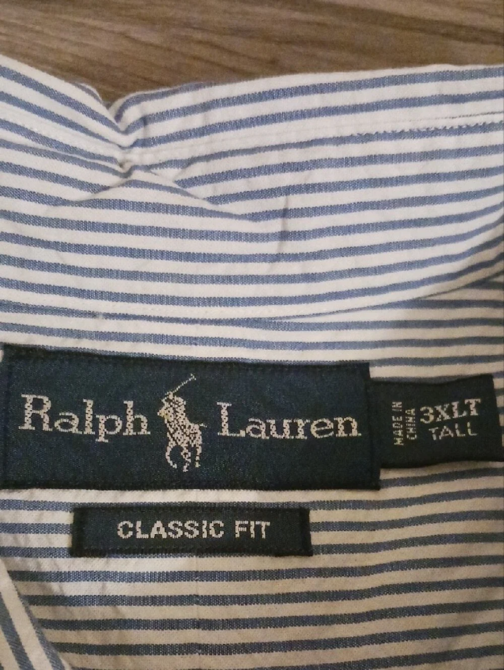 Polo by Ralph Lauren Mens Blue/White Striped Button-Down Shirt 3XLT EUC